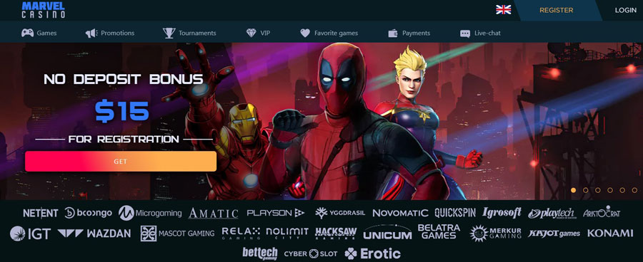 Marvel Cassino $15 Bônus Sem Depósito ao se registrar