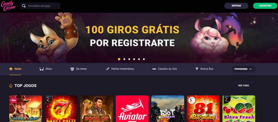 100 Giros Grátis Sem Depósito no Candy Cassino
