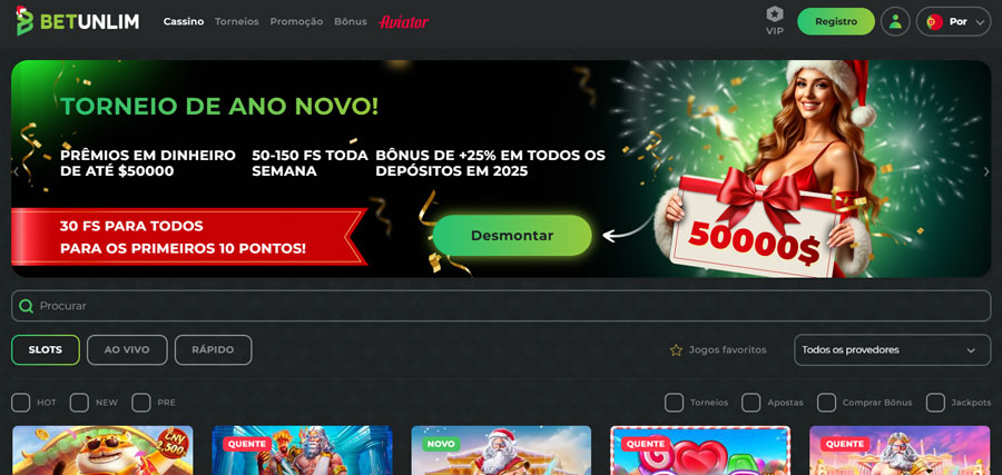 50 Giros Grátis Sem Depósito para registro no BetUnlim Cassino